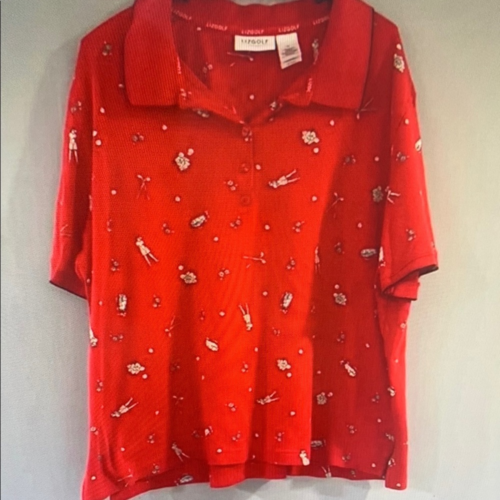 Red Polo Shirt with Floral Print